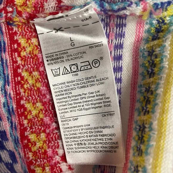 GAP Women’s Fair Isle Crew Neck Knit Sweater Size Large White Multicolor 2019 - Picture 7 of 8